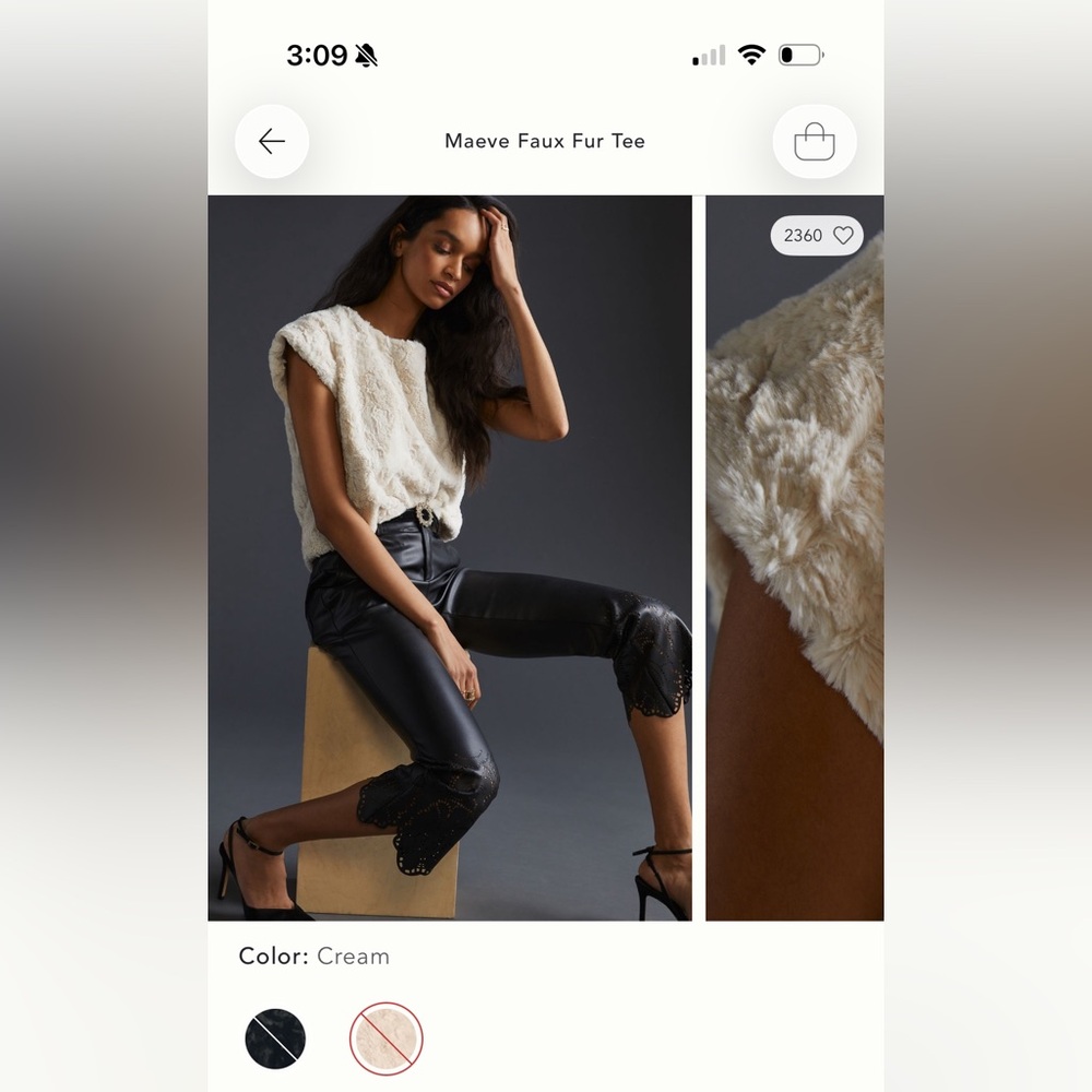 Maeve for Anthropologie Faux Fur Tee